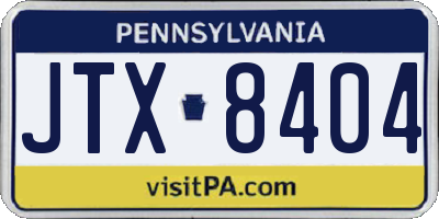PA license plate JTX8404