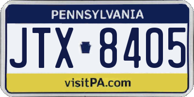 PA license plate JTX8405