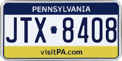 PA license plate JTX8408