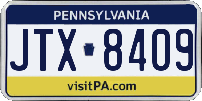 PA license plate JTX8409