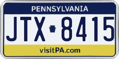 PA license plate JTX8415