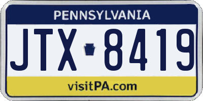 PA license plate JTX8419