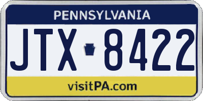 PA license plate JTX8422