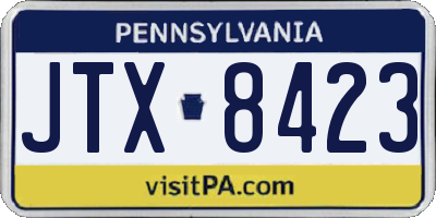 PA license plate JTX8423