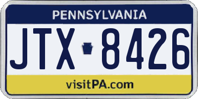 PA license plate JTX8426