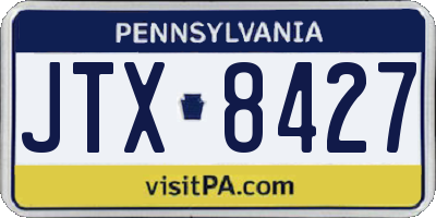 PA license plate JTX8427