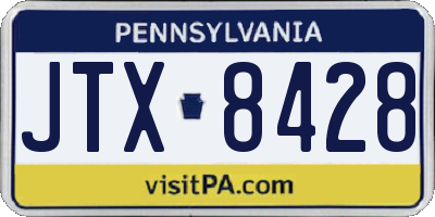 PA license plate JTX8428