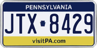 PA license plate JTX8429