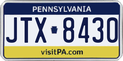 PA license plate JTX8430