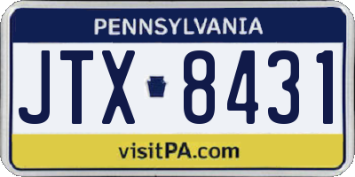 PA license plate JTX8431