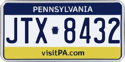 PA license plate JTX8432