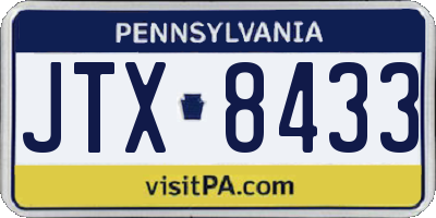 PA license plate JTX8433