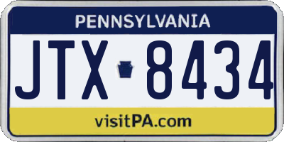 PA license plate JTX8434