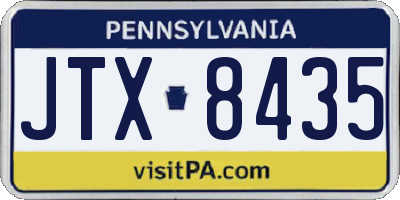 PA license plate JTX8435