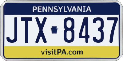 PA license plate JTX8437
