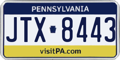 PA license plate JTX8443