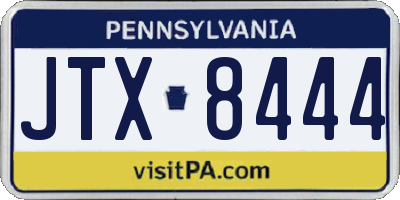 PA license plate JTX8444