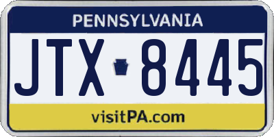 PA license plate JTX8445