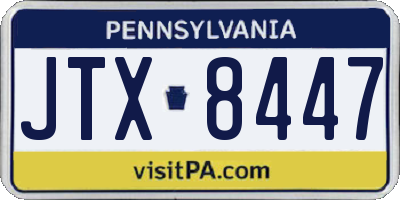 PA license plate JTX8447
