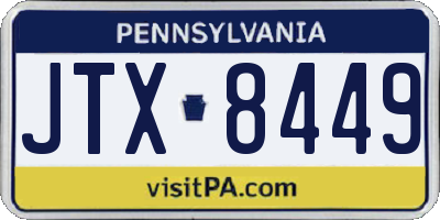 PA license plate JTX8449