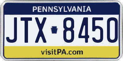 PA license plate JTX8450