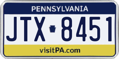 PA license plate JTX8451