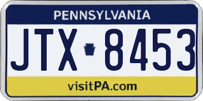 PA license plate JTX8453