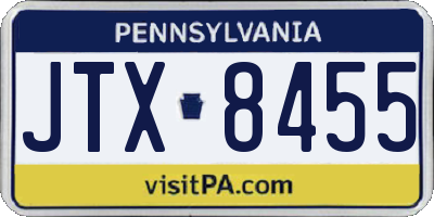 PA license plate JTX8455