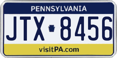 PA license plate JTX8456