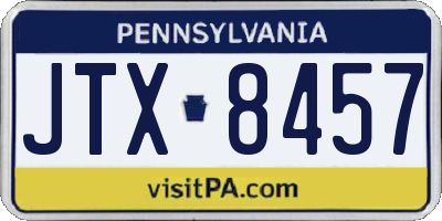PA license plate JTX8457