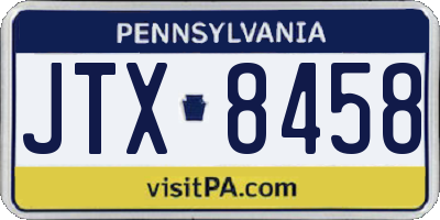 PA license plate JTX8458