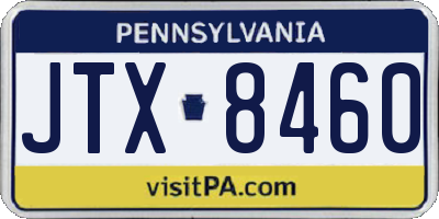 PA license plate JTX8460