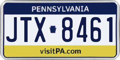 PA license plate JTX8461