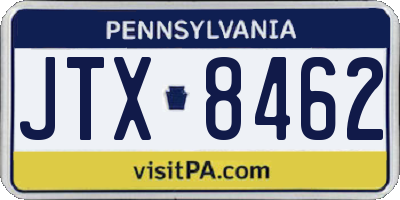 PA license plate JTX8462
