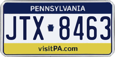 PA license plate JTX8463