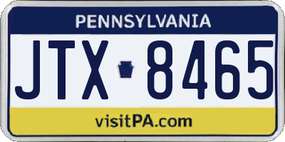 PA license plate JTX8465