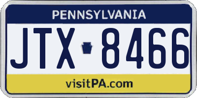 PA license plate JTX8466