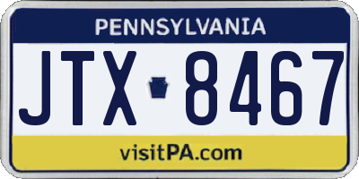 PA license plate JTX8467