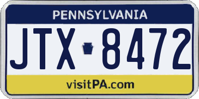 PA license plate JTX8472
