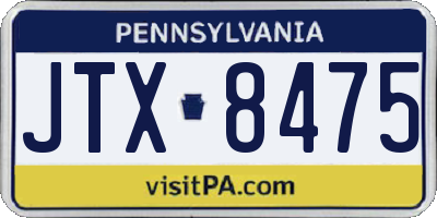 PA license plate JTX8475