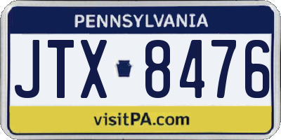 PA license plate JTX8476