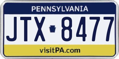 PA license plate JTX8477