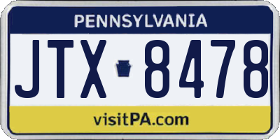 PA license plate JTX8478