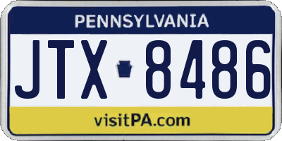 PA license plate JTX8486