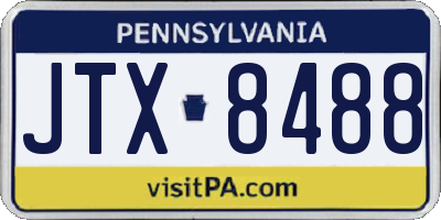 PA license plate JTX8488