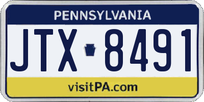 PA license plate JTX8491