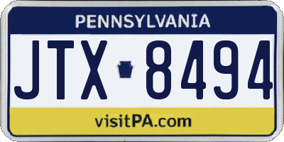 PA license plate JTX8494