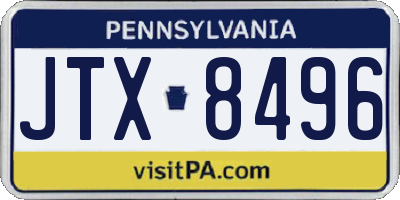 PA license plate JTX8496