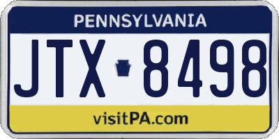 PA license plate JTX8498