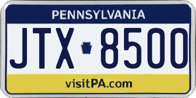 PA license plate JTX8500